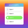 Instagram Quiz Option Sticker. Guess my Favourite. Social Media Sticker Vector Illustration