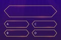 Quiz question interface game menu, show answer trivia template background. Multiple choice frame, button. Bar ui Royalty Free Stock Photo