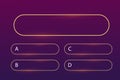 Quiz question interface game menu, show answer trivia template background. Multiple choice frame, button. Bar ui Royalty Free Stock Photo