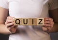 Quiz or quizz word, inscription, fun game with questions Royalty Free Stock Photo