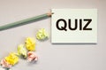 Quiz or quizz word, inscription, fun game with questions Royalty Free Stock Photo