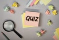 Quiz or quizz word, inscription, fun game with questions Royalty Free Stock Photo