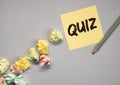 Quiz or quizz word, inscription, fun game with questions Royalty Free Stock Photo