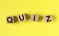 Quiz or quizz word, inscription, fun game with questions