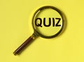 Quiz or quizz word, inscription, fun game with questions Royalty Free Stock Photo