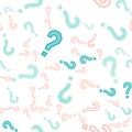Quiz seamless pattern. Question marks, doubt, faq