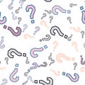 Quiz seamless pattern. Question marks, doubt, faq