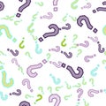 Quiz seamless pattern. Question marks, doubt, faq