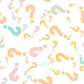 Quiz seamless pattern. Question marks, doubt, faq