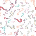 Quiz seamless pattern. Question marks, doubt, faq