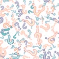 Quiz seamless pattern. Question marks, doubt, faq
