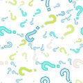 Quiz seamless pattern. Question marks, doubt, faq