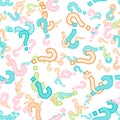 Quiz seamless pattern. Question marks, doubt, faq