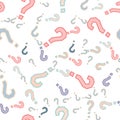 Quiz seamless pattern. Question marks, doubt, faq Royalty Free Stock Photo