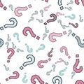 Quiz seamless pattern. Question marks, doubt, faq Royalty Free Stock Photo