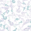 Quiz seamless pattern. Question marks, doubt, faq