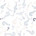 Quiz seamless pattern. Question marks, doubt, faq