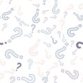 Quiz seamless pattern. Question marks, doubt, faq