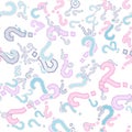 Quiz seamless pattern. Question marks, doubt, faq