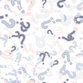 Quiz seamless pattern. Question marks, doubt, faq
