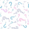 Quiz seamless pattern. Question marks, doubt, faq