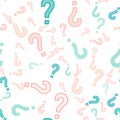 Quiz seamless pattern. Question marks, doubt, faq