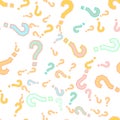 Quiz seamless pattern. Question marks, doubt, faq