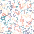 Quiz seamless pattern. Question marks, doubt, faq Royalty Free Stock Photo