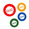 Quiz set of stickers label various color web icon of brand and product promotion circle star white background