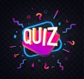 Quiz symbol neon vector illustration. Trivia night isolated design elements