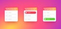 Quiz template for social media application. Poll with question options on colored gradient background. Quiz ui interface