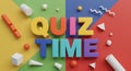 Quiz Time Colorful 3D Render with Geometric Shapes Fun Learning Educational Background Royalty Free Stock Photo