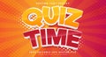Quiz Time Comic Style 3d editable text effect Royalty Free Stock Photo