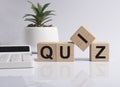 Quiz word, inscription. Question game and quest concept Royalty Free Stock Photo