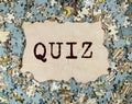 Quiz word with puzzle pieces around. Quizz game concept