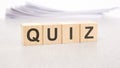 Quiz word written on wood cubes with white background Royalty Free Stock Photo