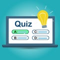 Quiz on your computer screen with answer choices. Vector illustration
