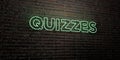 QUIZZES -Realistic Neon Sign on Brick Wall background - 3D rendered royalty free stock image