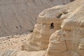 Qumran caves in Qumran National Park, where the dead sea scrolls were found, Judean desert hike, Israel Royalty Free Stock Photo