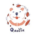 quokka face and quokka inscription on a white background with flowers for printing on t-shirts, cards, notebooks, mugs, il