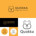 Quokka pictorial Logo.Animal Logo Template.Vector Illustration.Black And White color