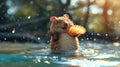 A quokka pretends to be a mermaid while trying to master the dolphin pose complete with a mini seashell bra and flippers
