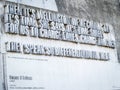 Quotation in concrete by New Zealand poet Vincent O`Sullivan on Writers Walk in Wellington