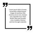 Quotation frame. Square box template. Paragraph citation