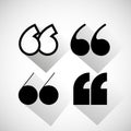 Quotation mark icon set. Vector illustration. Royalty Free Stock Photo