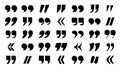 Quotation mark icons various designs, double commas and guillemets. Quote square and round punctuation signs for speech citation