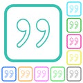 Quotation mark outline vivid colored flat icons Royalty Free Stock Photo