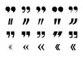 Quotation mark set. Quote marks collection, black punctuation signs, citation or double quotemark for discussion, dialogue. vector