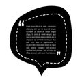 Quotation mark speech bubble design. Quote sign icon. Template black background with copy space. Royalty Free Stock Photo