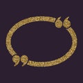 The Quotation Mark Speech Bubble icon. Quotes, citation, opinion symbol. Gold sparkles and glitter